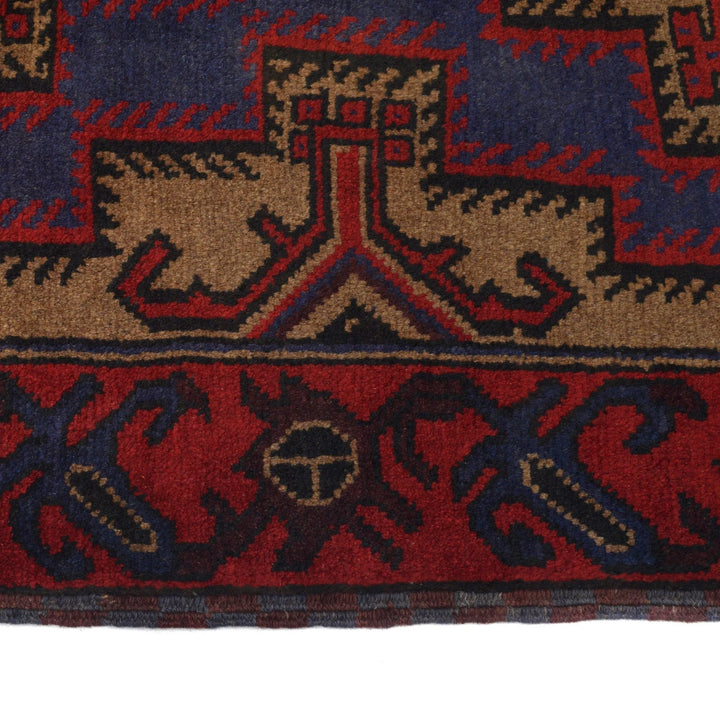 Afghan Baluchi Rug 2' 12" x 4' 8" Hand-Knotted | No. AL89338