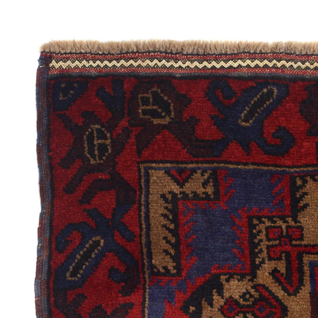 Afghan Baluchi Rug 2' 12" x 4' 8" Hand-Knotted | No. AL89338