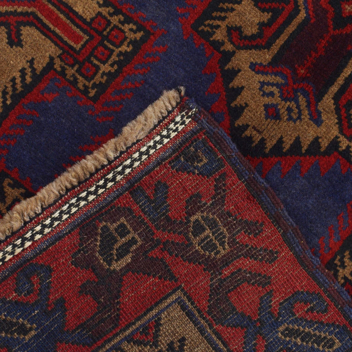 Afghan Baluchi Rug 2' 12" x 4' 8" Hand-Knotted | No. AL89338