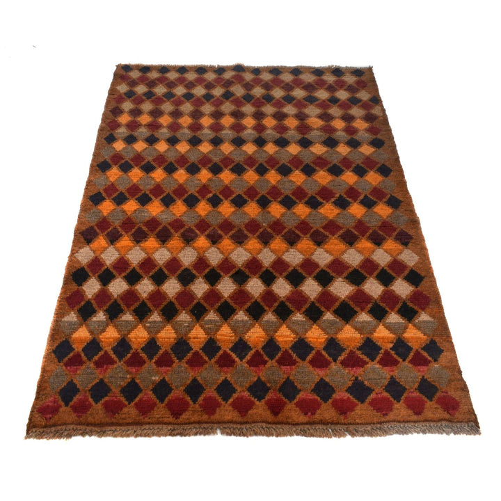 Orange Afghan Baluchi Rug 3' 10" x 6' 2" Hand-Knotted | No. AL89348