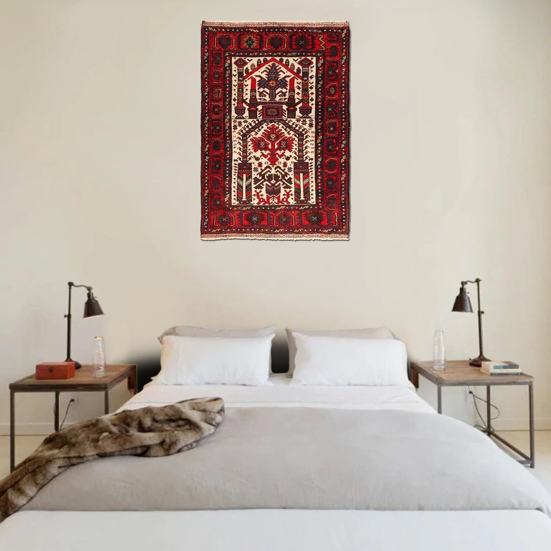 Afghan Prayer Rug 3' 2" x 4' 8" Hand-Knotted | No. AL89370
