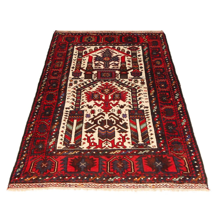 Afghan Prayer Rug 3' 2" x 4' 8" Hand-Knotted | No. AL89370