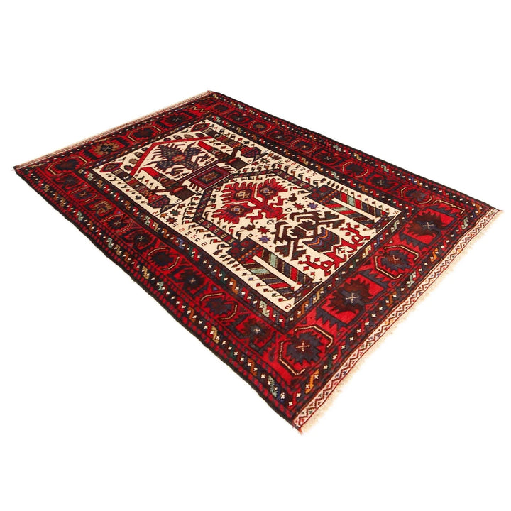 Afghan Prayer Rug 3' 2" x 4' 8" Hand-Knotted | No. AL89370