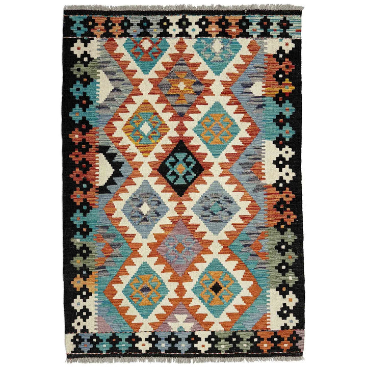 Multicolor Afghan Vegetable Kilim Rug 3' 3" x 5' 0" Flat-Weave | No. AL89379