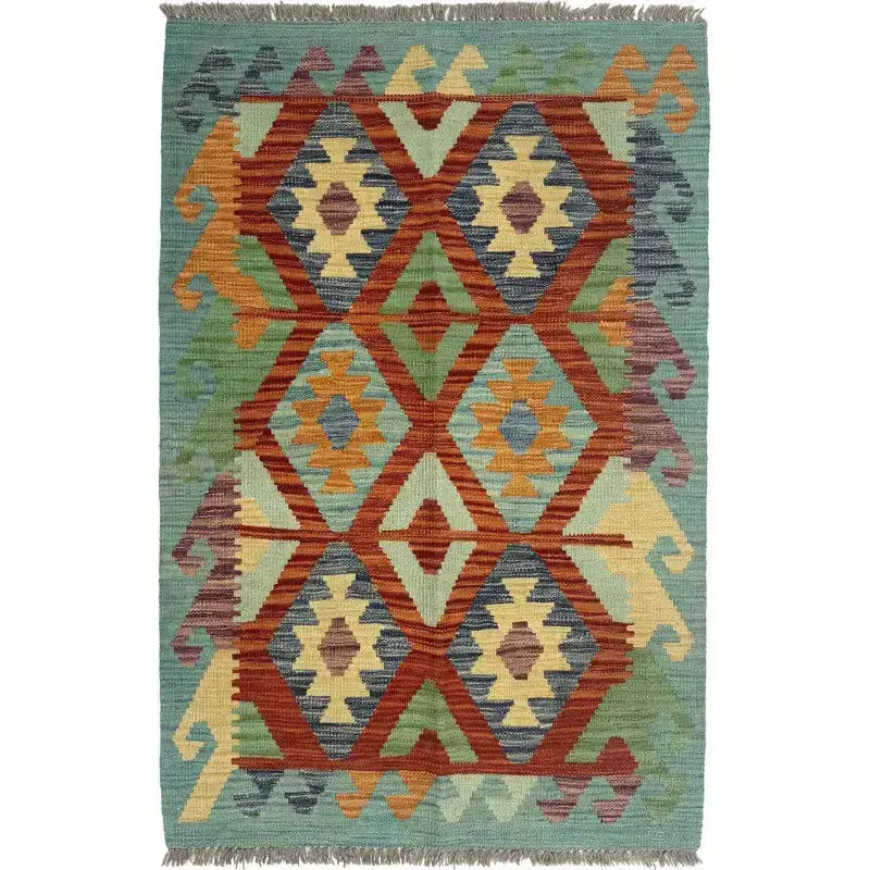 Afghan Vegetable Kelim Rug 2'7" x 4'1" Flat-Weave | No. AL89406
