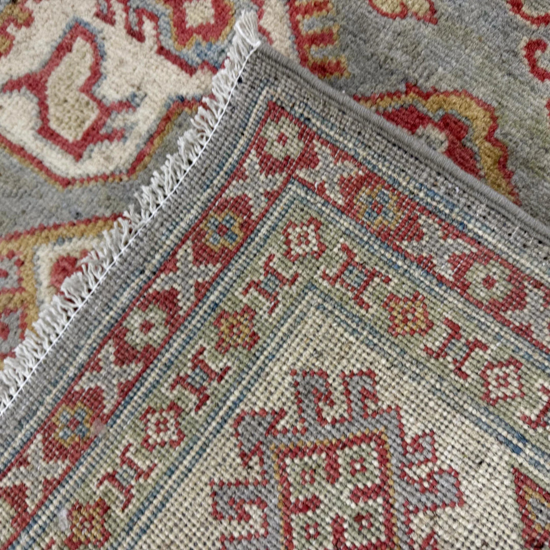 Gray Afghan Kazak Rug 6' 1" x 8' 9" Hand-Knotted | No. AL89407