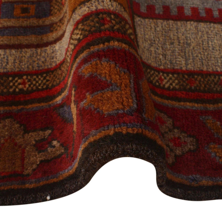Brown Afghan Prayer Rug 2' 10" x 4' 7" Hand-Knotted | No. AL89424