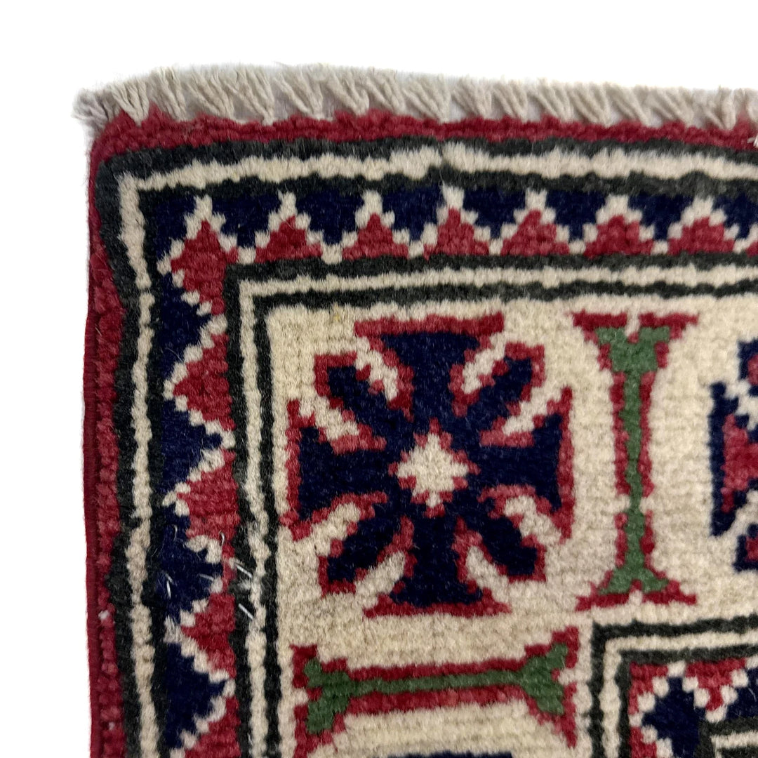 Red Afghan Kazak Rug 2' 9" x 4' 2" Hand-Knotted | No. AL89425