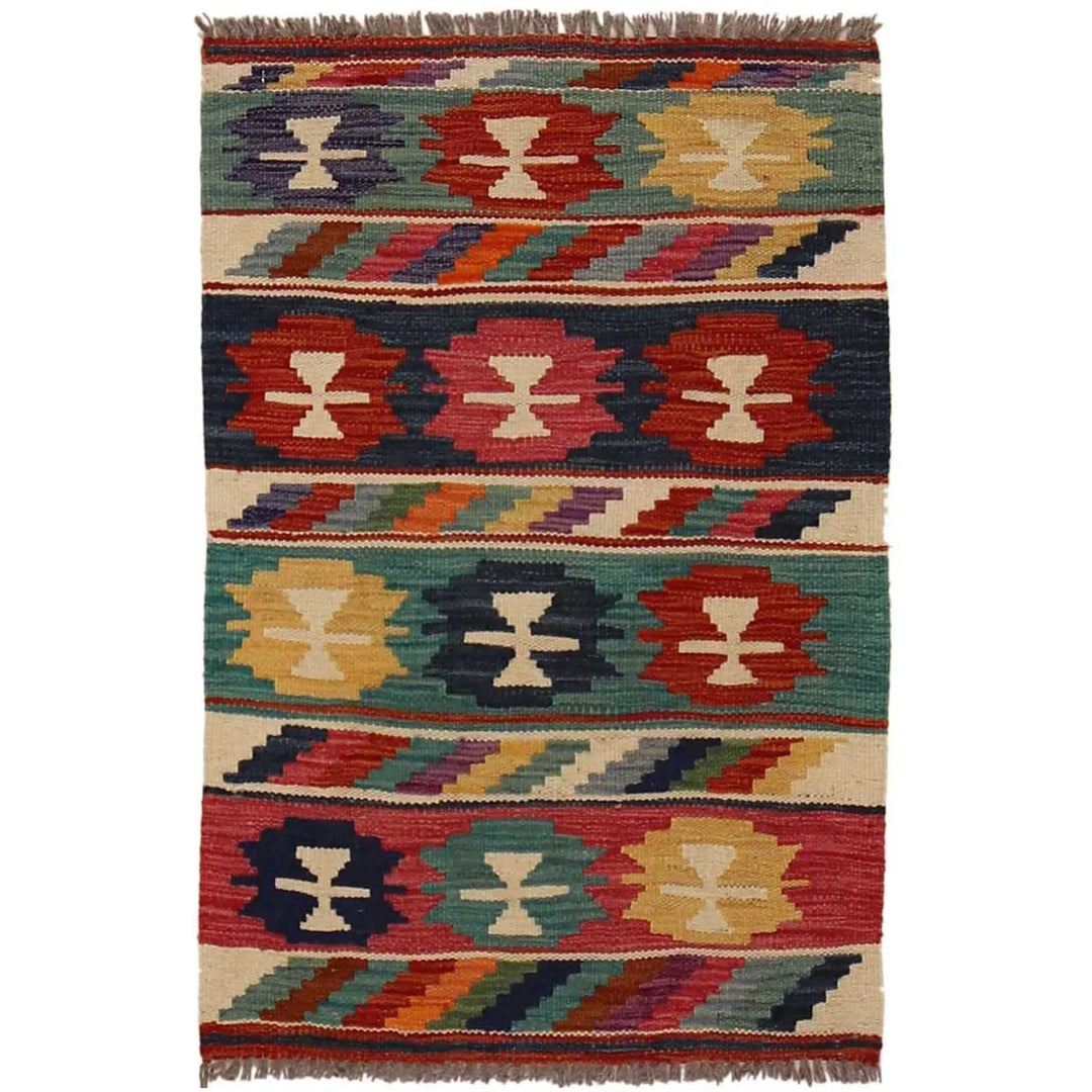Afghan Vegetable Kelim Rug 2' 0" x 3' 0" Flat-Weave | No. AL89509