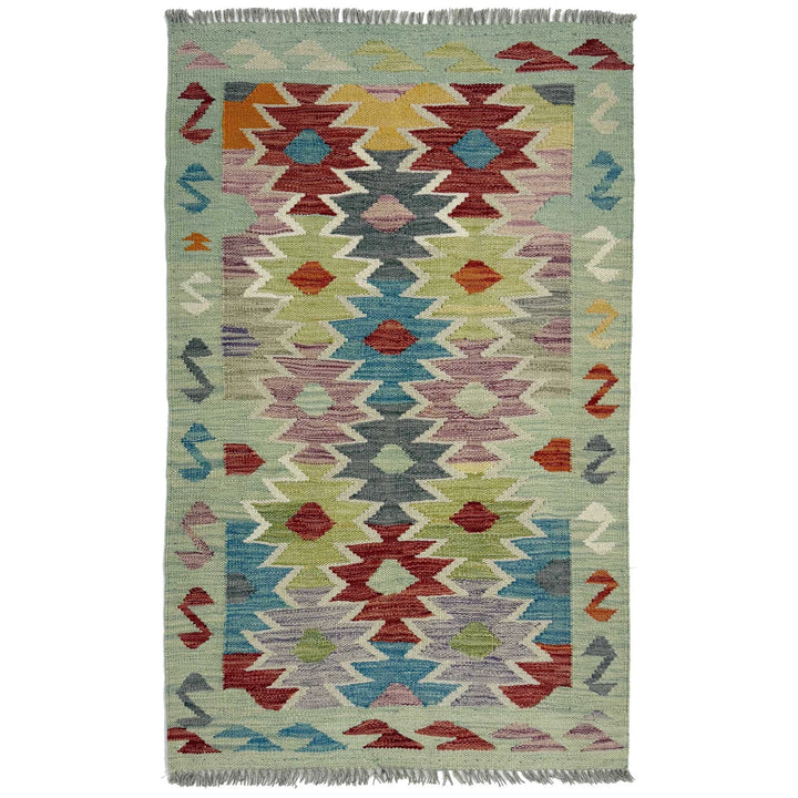 Afghan Vegetable Kilim Rug 2' 6" x 4' 0" Flat-Weave | No. AL895867