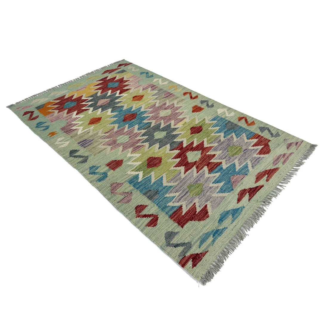 Afghan Vegetable Kilim Rug 2' 6" x 4' 0" Flat-Weave | No. AL895867