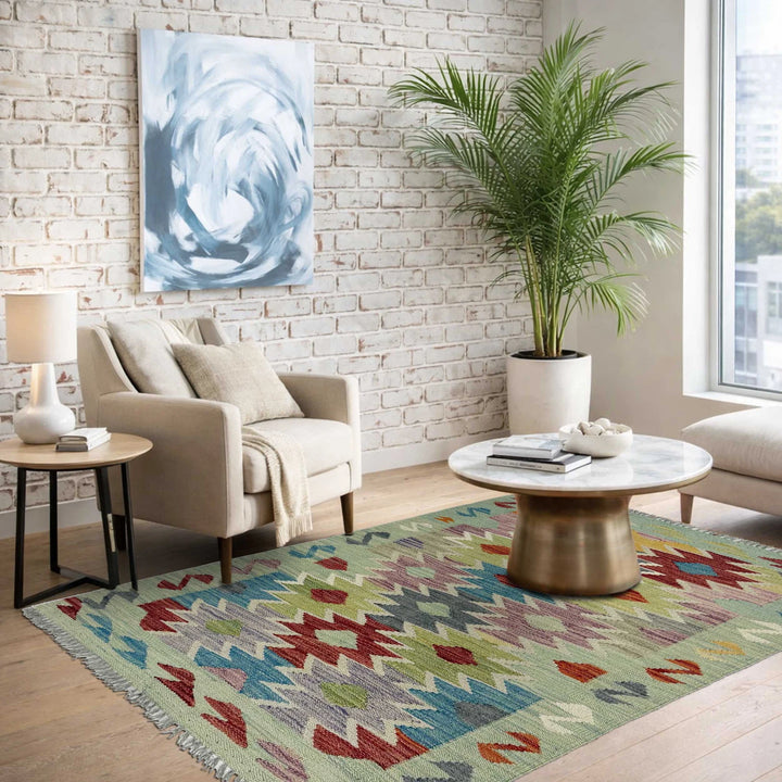 Afghan Vegetable Kilim Rug 2' 6" x 4' 0" Flat-Weave | No. AL895867