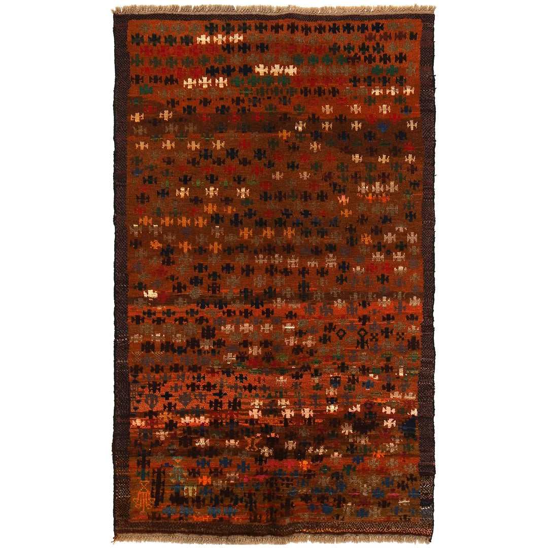 Afghan Baluchi Rug 3' 7" x 6' 0" Hand-Knotted | No. AL89597