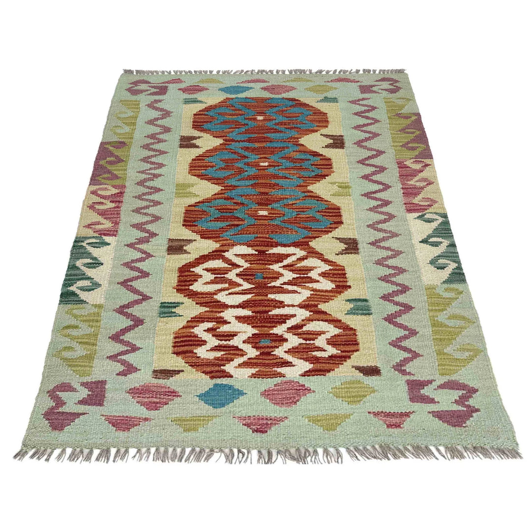 Afghan Vegetable Kilim Rug 2' 7" x 4' 0" Flat-Weave | No. AL896072