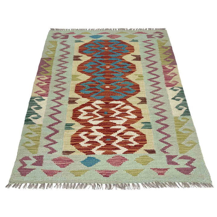 Afghan Vegetable Kilim Rug 2' 7" x 4' 0" Flat-Weave | No. AL896072