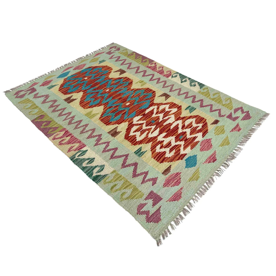 Afghan Vegetable Kilim Rug 2' 7" x 4' 0" Flat-Weave | No. AL896072