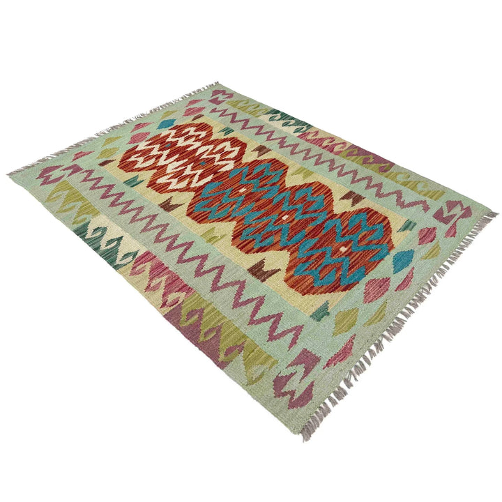 Afghan Vegetable Kilim Rug 2' 7" x 4' 0" Flat-Weave | No. AL896072