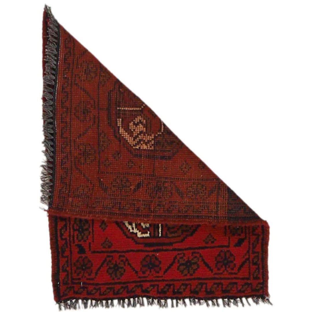 Red Afghan Oriental Doormat 1' 6" x 1' 11" Hand-Knotted | No. AL89713