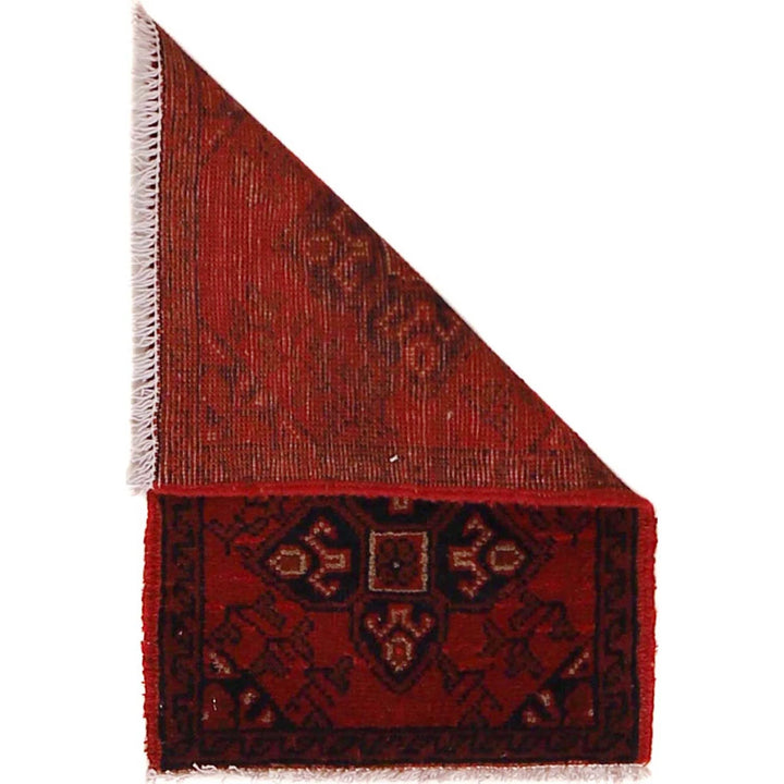 Red Afghan Oriental Doormat 1' 5" x 2' 2" Hand-Knotted | No. AL89736