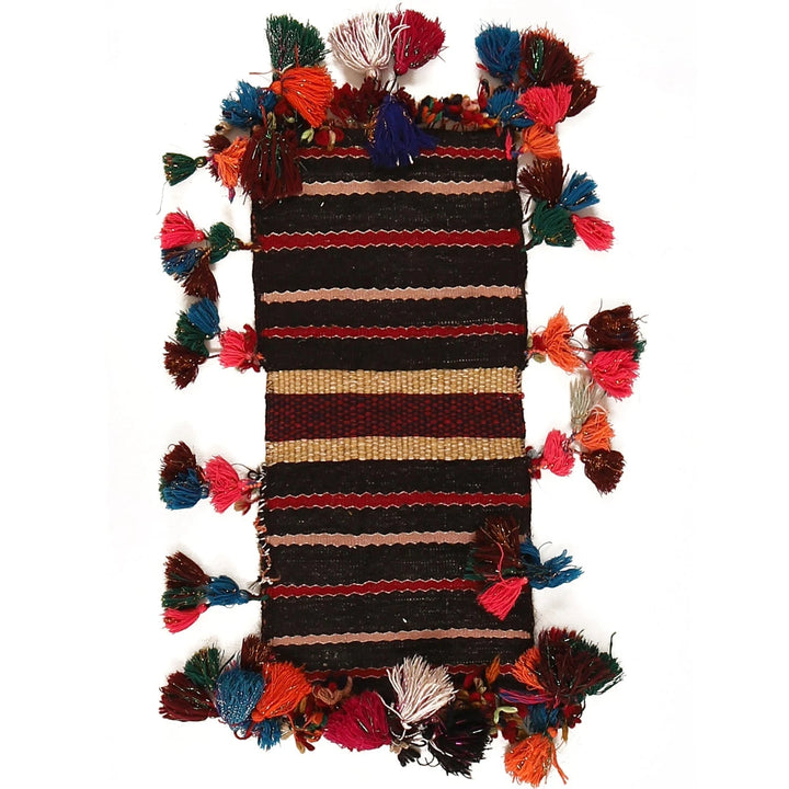 Afghan Baluch Saddle Bag Rug 0' 11" x 2' 4" Hand-Knotted | No. AL89754