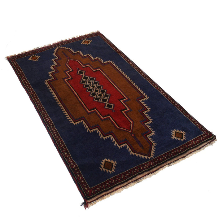 Afghan Baluchi Rug 2' 11" x 4' 8" Hand-Knotted | No. AL89793