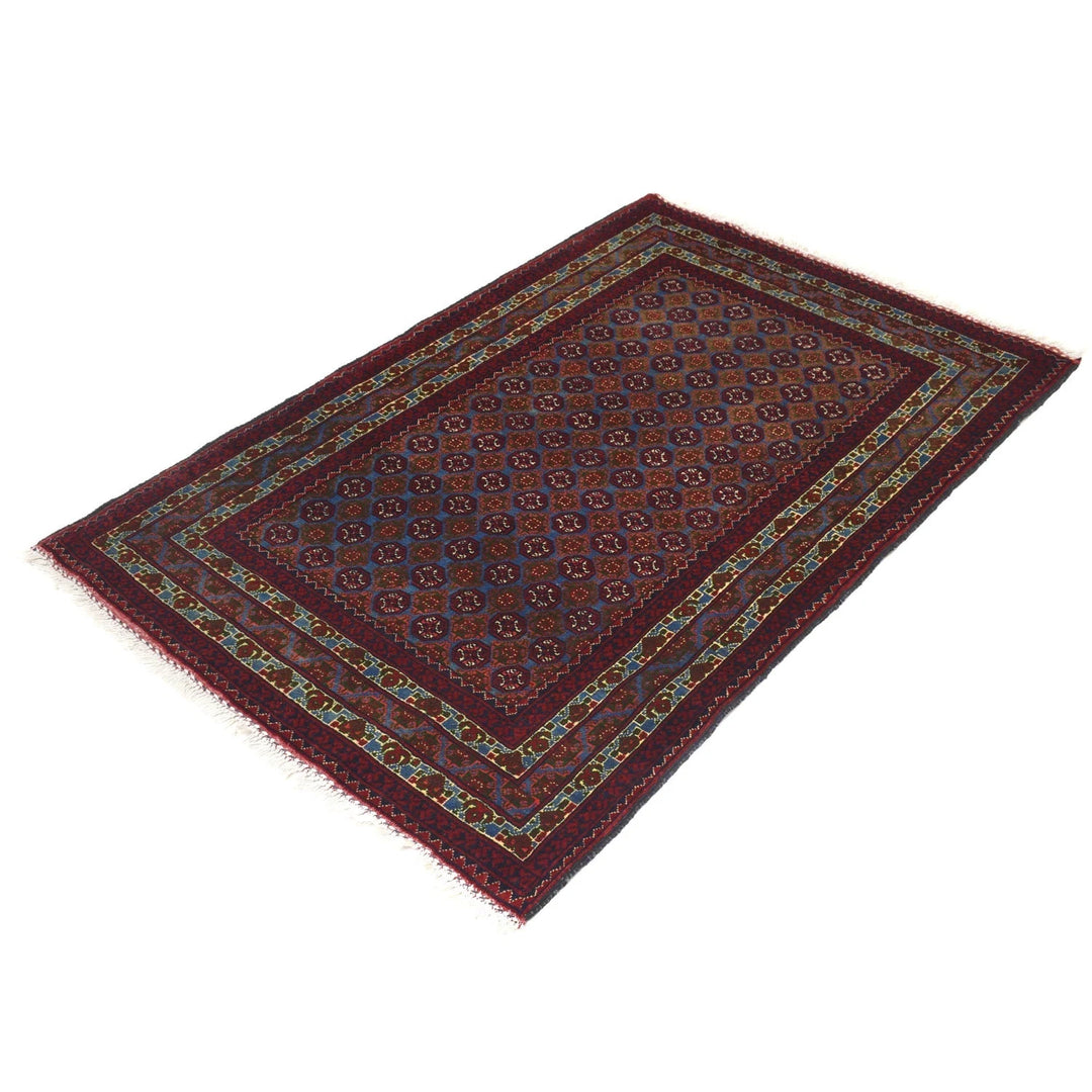 Navy Afghan Khoja Roshnai Rug 3' 1" x 4' 8" Hand-Knotted | No. AL89818