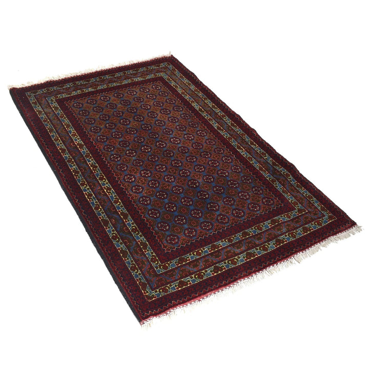 Navy Afghan Khoja Roshnai Rug 3' 1" x 4' 8" Hand-Knotted | No. AL89818