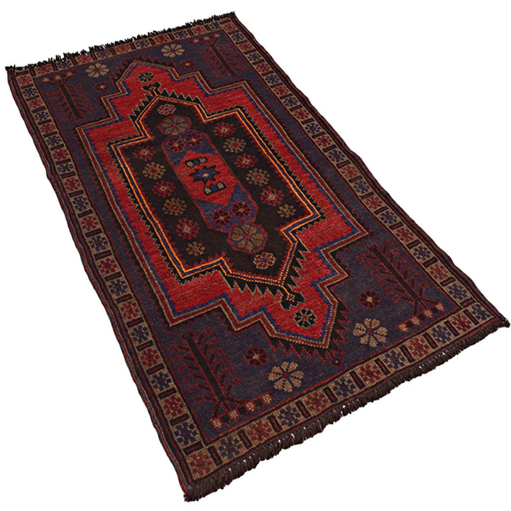 Afghan Baluchi Rug 2' 9" x 4' 8" Hand-Knotted | No. AL89843