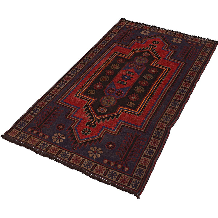 Afghan Baluchi Rug 2' 9" x 4' 8" Hand-Knotted | No. AL89843