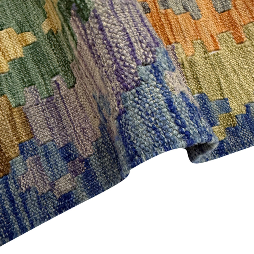 Multicolor Afghan Vegetable Kilim Rug 6' 0" x 7' 7" Flat-Weave | No. AL89847