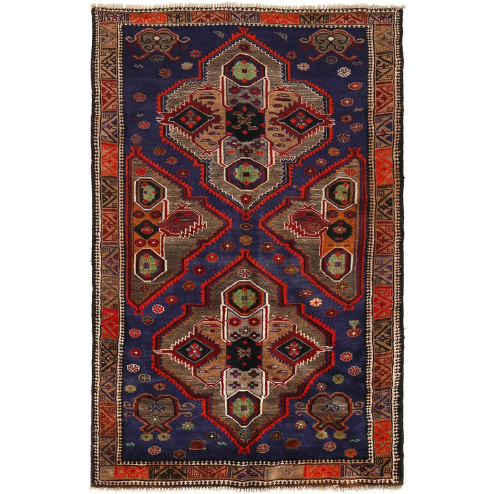 Afghan Baluchi Rug 3' 11" x 6' 2" Hand-Knotted | No. AL89991