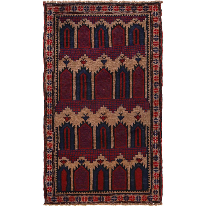 Afghan Prayer Rug 2' 9" x 4' 9" Hand-Knotted | No. AL90089