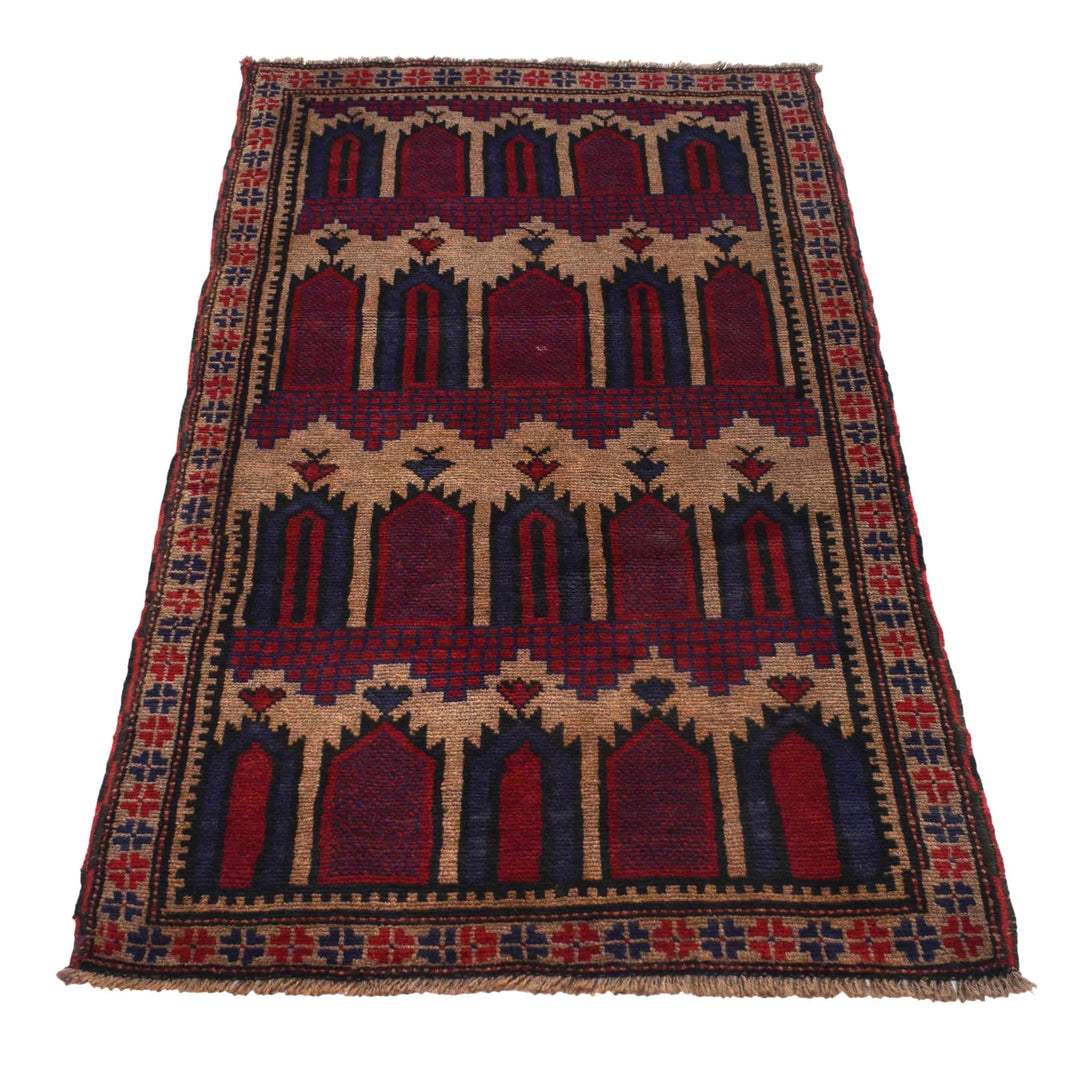 Afghan Prayer Rug 2' 9" x 4' 9" Hand-Knotted | No. AL90089