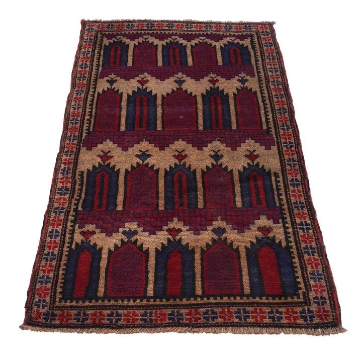 Afghan Prayer Rug 2' 9" x 4' 9" Hand-Knotted | No. AL90089