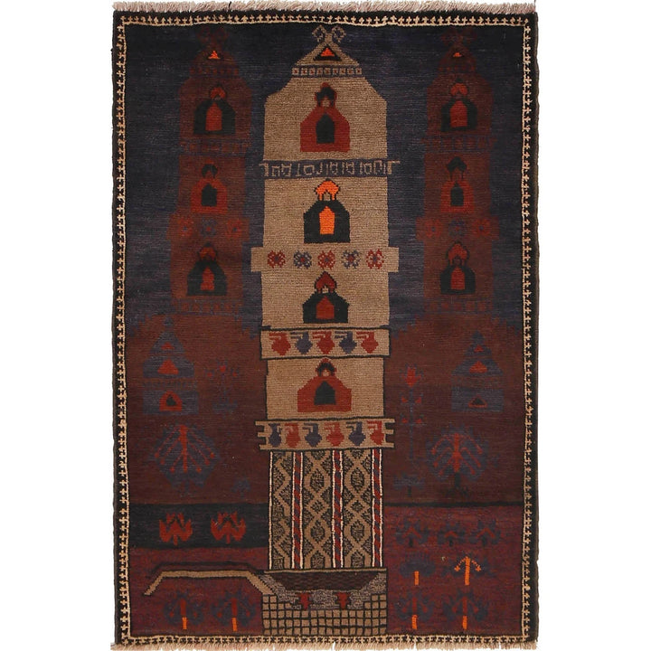 Afghan Prayer Rug 2' 11" x 4' 6" Hand-Knotted | No. AL90114
