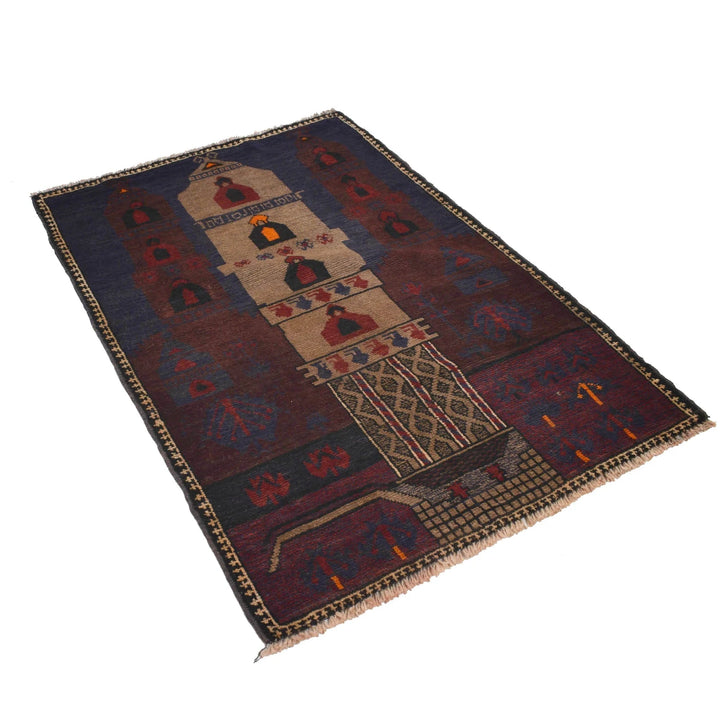 Afghan Prayer Rug 2' 11" x 4' 6" Hand-Knotted | No. AL90114