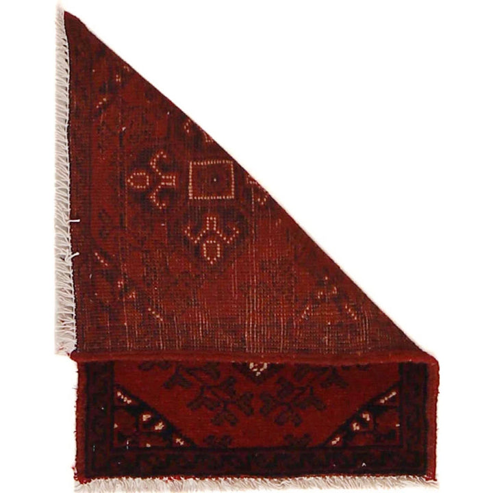 Red Afghan Oriental Doormat 1' 5" x 2' 0" Hand-Knotted | No. AL90154
