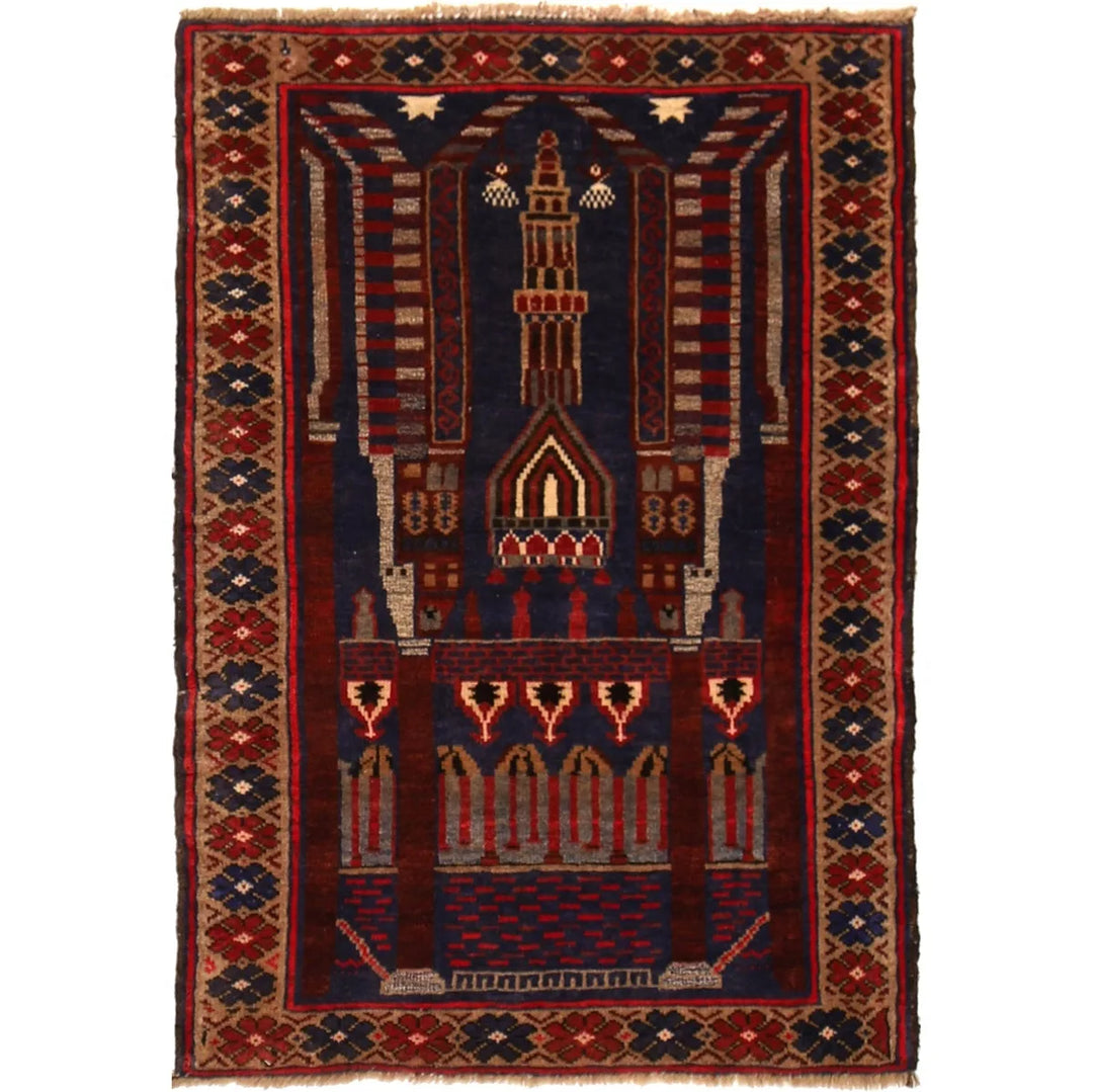 Afghan Prayer Rug 2' 9" x 4' 1" Hand-Knotted | No. AL90224
