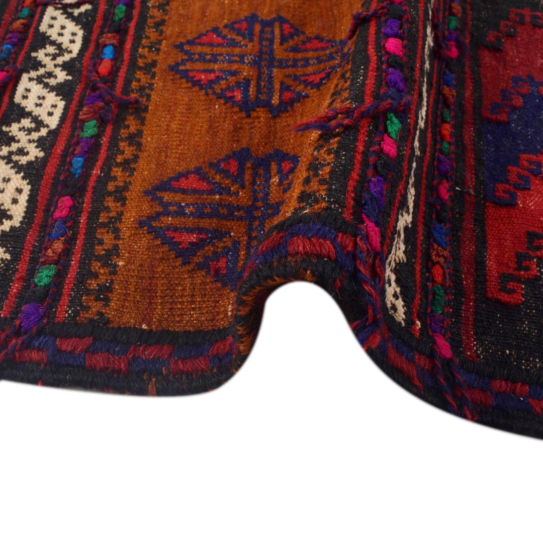 Brown Afghan Sufra Kilem Runner 2' 2" x 5' 11" Flat-Weave | No. AL90291