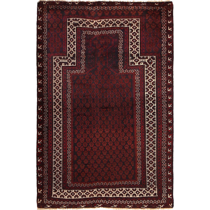 Red Afghan Prayer Rug 3' 1" x 4' 8" Hand-Knotted | No. AL90320