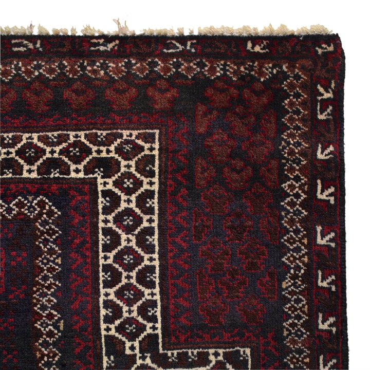 Red Afghan Prayer Rug 3' 1" x 4' 8" Hand-Knotted | No. AL90320