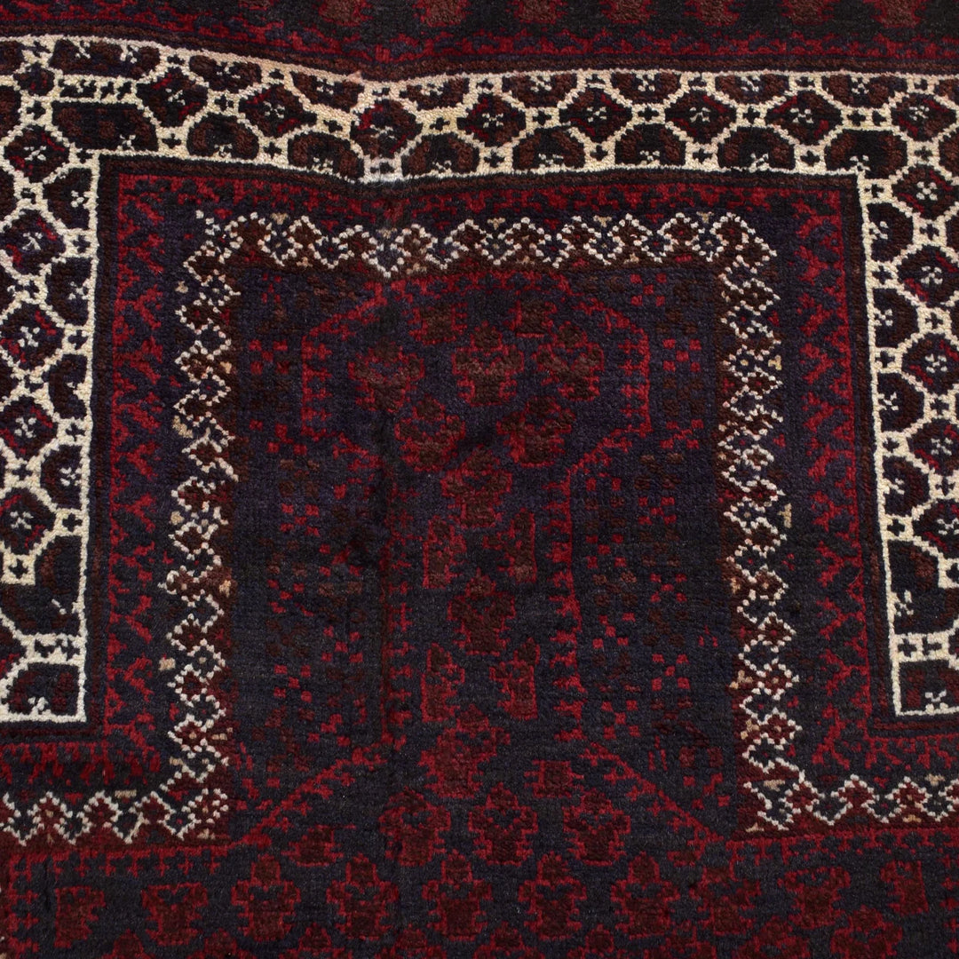 Red Afghan Prayer Rug 3' 1" x 4' 8" Hand-Knotted | No. AL90320