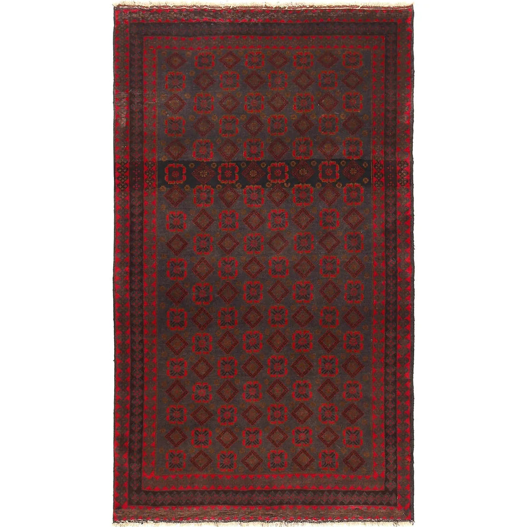 Afghan Baluchi Rug 3' 10" x 6' 6" Hand-Knotted | No. AL90327