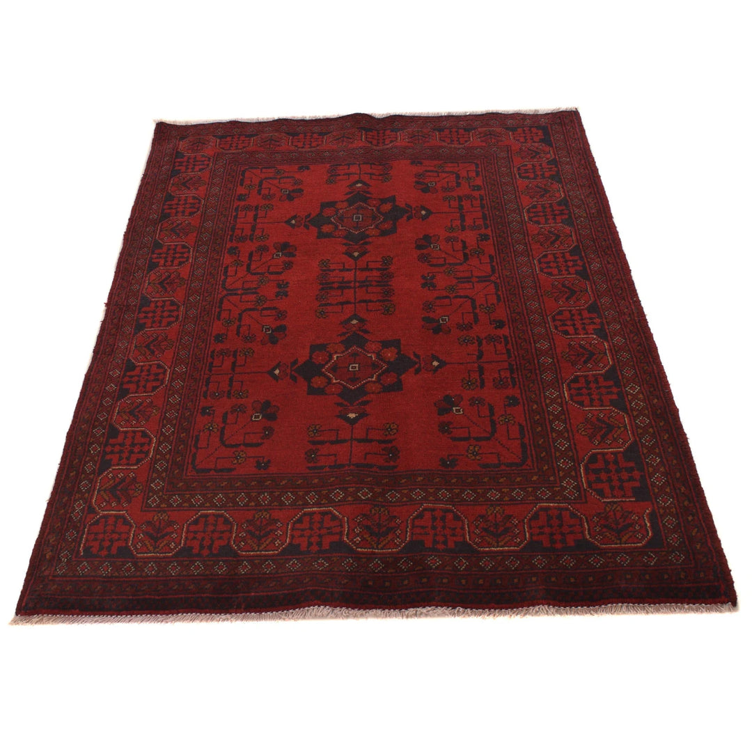 Red Afghan Khal Mohammadi Rug 3' 5" x 4' 9" Hand-Knotted | No. AL90352
