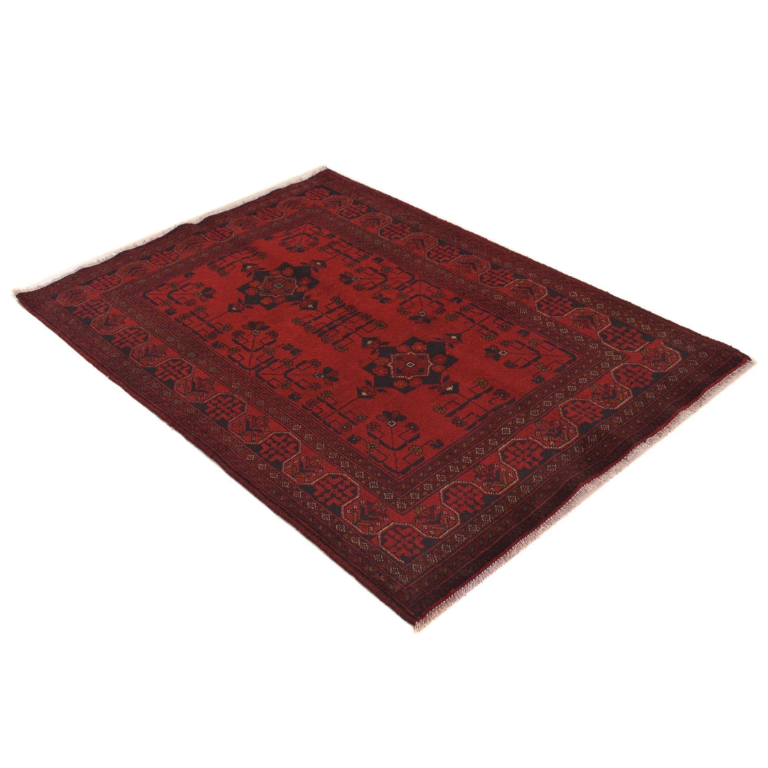 Red Afghan Khal Mohammadi Rug 3' 5" x 4' 9" Hand-Knotted | No. AL90352