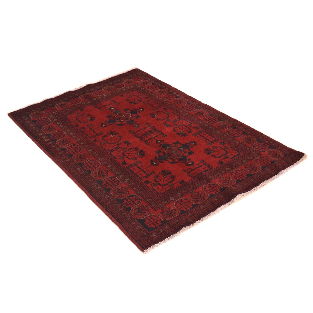Red Afghan Khal Mohammadi Rug 3' 5" x 4' 9" Hand-Knotted | No. AL90352