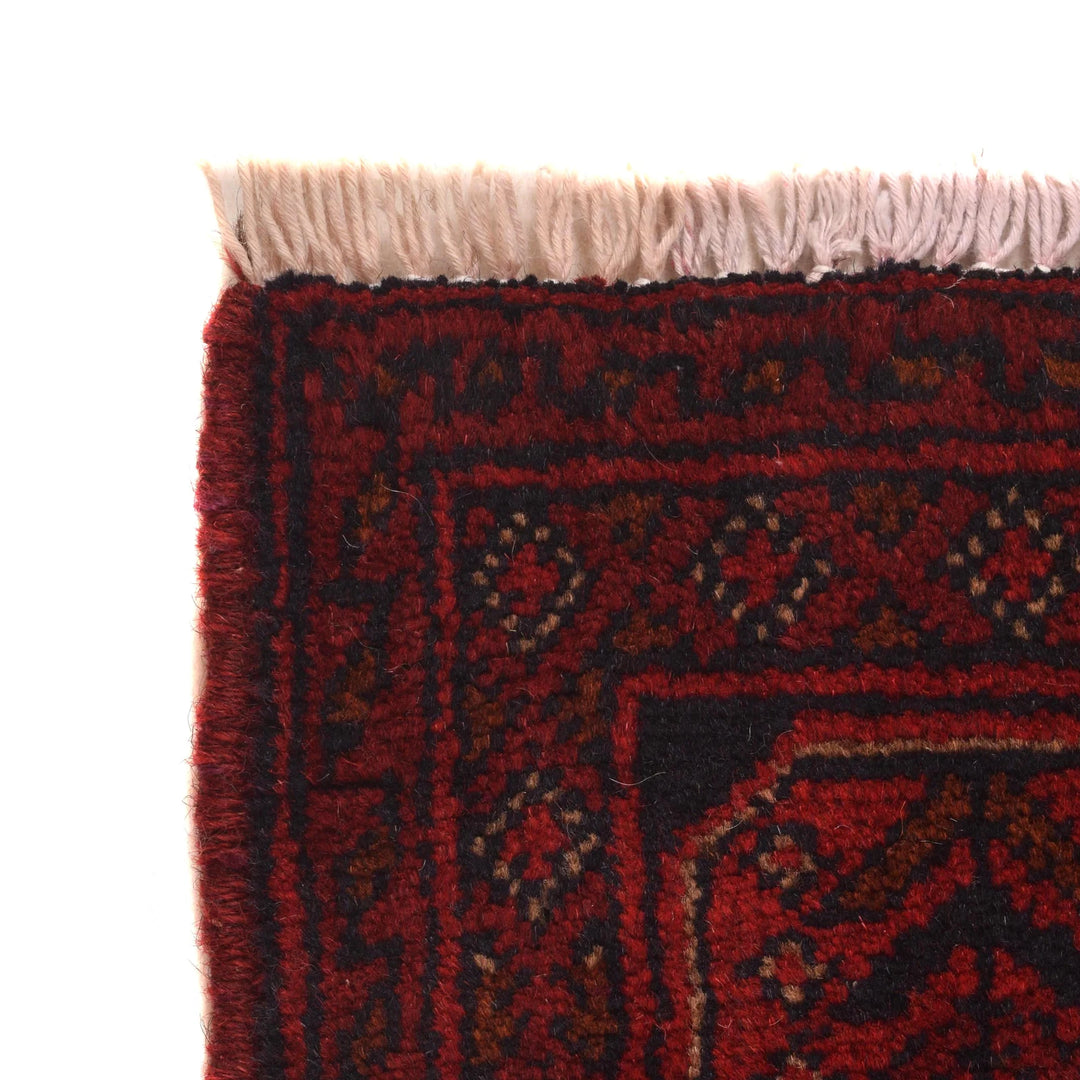 Red Afghan Khal Mohammadi Rug 3' 5" x 4' 9" Hand-Knotted | No. AL90352