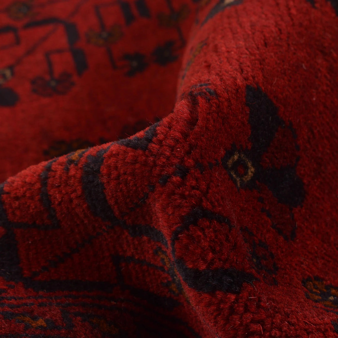 Red Afghan Khal Mohammadi Rug 3' 5" x 4' 9" Hand-Knotted | No. AL90352