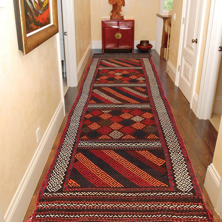 Afghan Suzuni Geometric Rug 1'11" x 6'4" Flat-Weave | No. AL90372