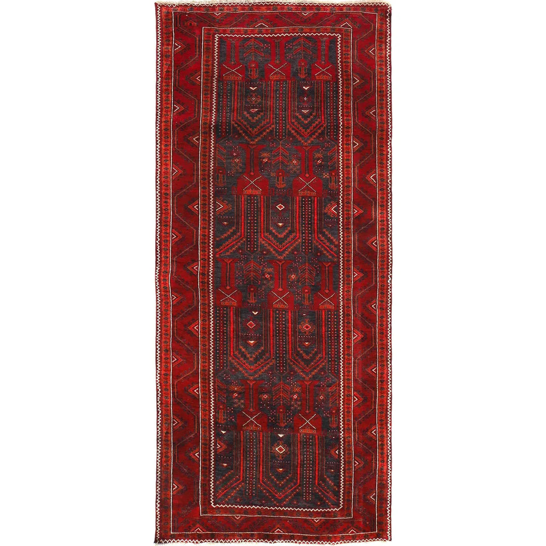 Afghan Baluchi Rug 3' 10" x 9' 8" Hand-Knotted | No. AL90454